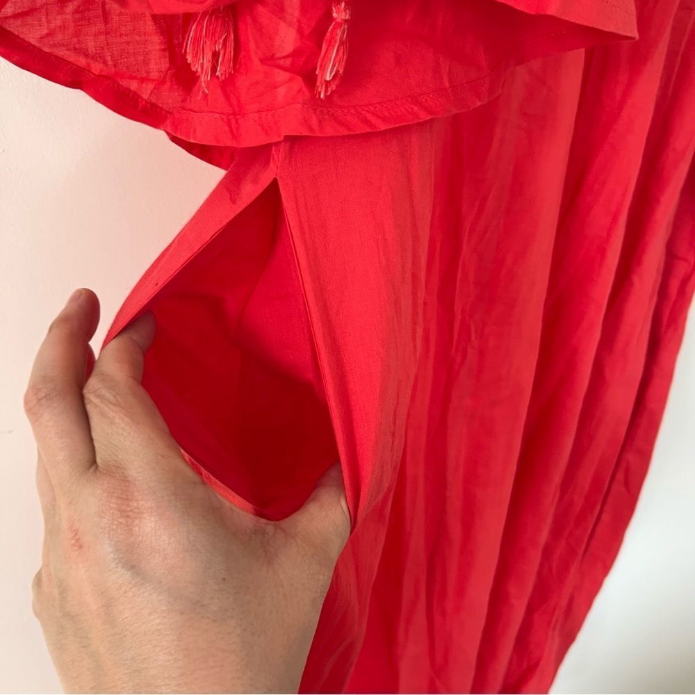 Biba Coral Pink  Bell Sleeves Cotton‎ Pockets Maxi Dress - Picture 4 of 12